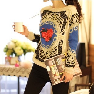 осенью новый свитер корейский 2014 женская футболки досуг ретро - Принцесса схеме свитер
