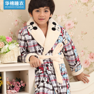 华棉秋冬季<em>儿童</em>超柔珊瑚<em>绒</em>夹棉<em>睡衣</em>套装 男孩