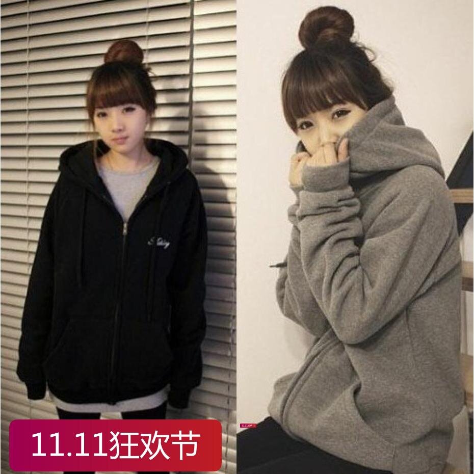 韩版<em>秋冬</em>新款女装恩典同款<em>大码</em>宽松<em>加厚</em>抓绒连