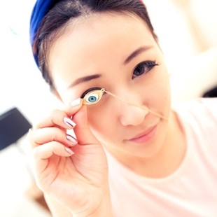  E4092 欧美饰品批发潮范复古朋克单个天使恶魔的眼睛短款项链