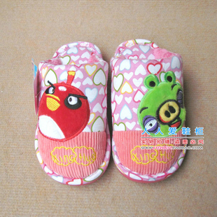  韩版卡通新款棉拖鞋 愤怒的小鸟小猪亲子款男女儿童 室内家居拖鞋
