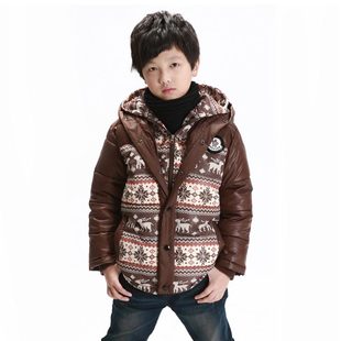  大童棉衣男童长款棉袄外套 儿童麋鹿加厚夹棉冬装中大童反季