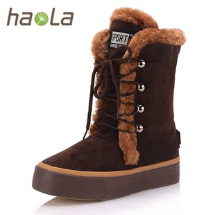  好啦正品 包邮韩版中筒厚底雪地靴女靴子棉鞋冬靴女鞋子清仓/A03