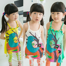 儿童节夏季新款童装女童韩版圆领插画艺术背心吊带娃娃女童连衣裙