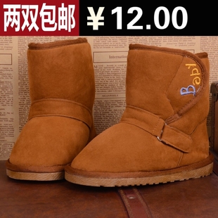  仿牛皮儿童雪地靴儿童靴冬靴宝宝棉鞋男童鞋女童短靴子 清仓
