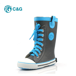  C&G正品 潮流儿童雨靴 系带帆布款水鞋 超可爱童款雨鞋 高品质