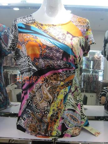 碧丝羽01306 女士真丝针织上衣 桑蚕丝花色圆