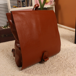  推荐韩版简洁pu皮女式双肩包 撞色学院风学生书包时尚女式PU皮包