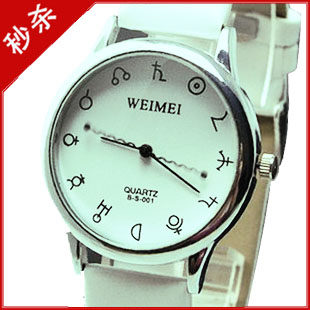 日韩时尚<em>象形字</em>符号学生手表 时装<em>女</em>表 情侣表
