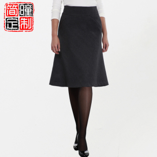 【图】简曈职业装<em>女冬裙子</em>长裙复古优雅羊毛呢