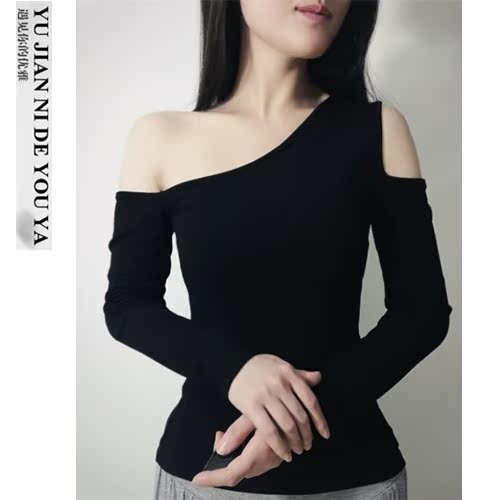 斜肩拉丁舞服装黑色摩登舞蹈服上衣服女长袖新款性感钢管舞练功服|msdalam kategori sukan/Yoga/kecergasan/bekalan peminat, Dance/Aerobik/Gymnastics, tarian Latin, Baju Tarian Latin - dari Buy2taobao.com untuk memberikan perkhidmatan ejen Taobao profesional membeli