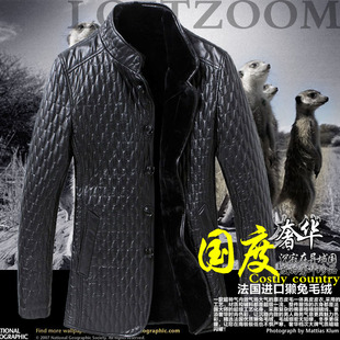  奢华尊贵进口绵羊皮獭兔毛内胆男士真皮皮衣皮毛一体皮衣男8416