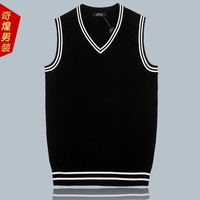 秋冬韩版V领男毛<em>背心马甲男</em>无袖<em>毛衣</em>男装青少
