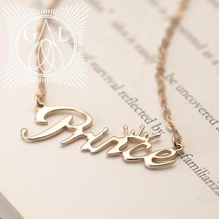 包邮 18K金项链 18K黄金 套链 英文字母套链 玫