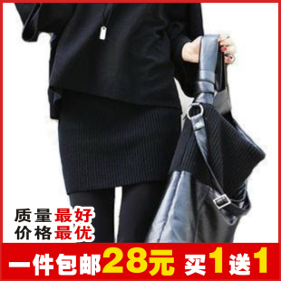  秋冬韩版迷你超短裙小A裙A字裙毛线裙包臀裙靴裙打底