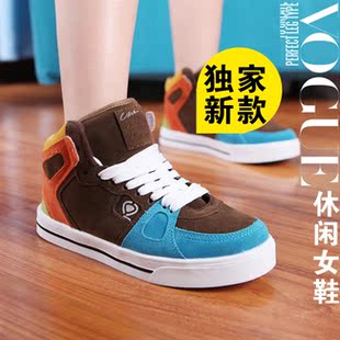  韩版帆布鞋高帮鞋运动休闲板鞋学生鞋女士松糕跟大码女鞋子潮