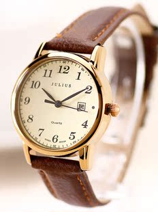  julius/聚利时 日韩 经典爱情 带日历显示正品女式手表女表复古表
