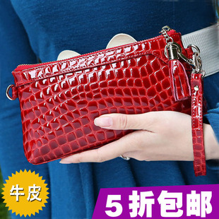  正品 新款欧美女真皮手包女牛皮手拿包化妆包女手抓包 可斜挎