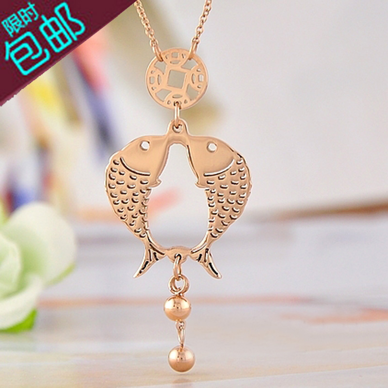 玫瑰金招财小鱼儿铃铛...