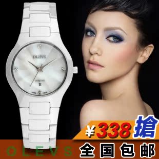  正品牌 欧利时 OLEVS 陶瓷表 白色 女表 陶瓷手表 防水 时装表 女