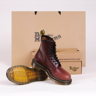  专柜正品Dr.Martens1460 8孔 英伦硬皮酒红棕红色男女短靴 马丁靴