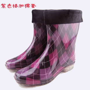  春季热卖中筒女士雨鞋 水晶透明水鞋 果冻鞋 加绒保暖雨鞋