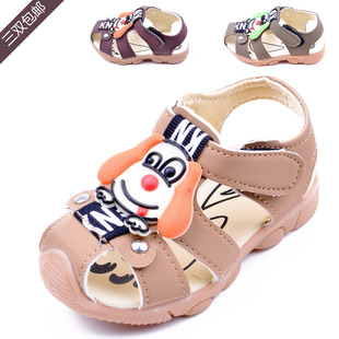  特价113 儿童凉鞋宝宝凉鞋卡通包头凉鞋男童女童防滑软底牛筋凉鞋