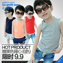 Little Kids' Lufthansa Rights vest 2013 summer models boys and girls wild cotton candy colored underwear bottoming shirt