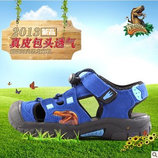  dinosoles迪乐龙 恐龙童鞋 新款男童凉鞋  真皮包头儿童凉鞋