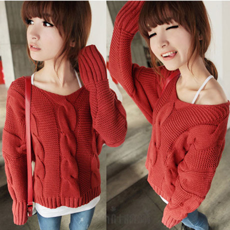 特价<em>毛衣</em>女时尚<em>韩版</em>宽松套头花样编织圆领加厚