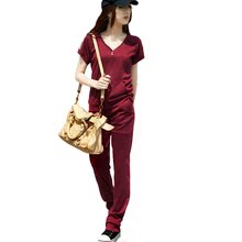 Summer Korean women big yards short sleeve sweater Slim was thin track suit leisure suit sportswear thin cotton