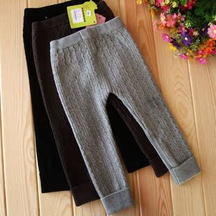  贝蕾地正品冬装女童纯棉厚打底裤儿童男童毛裤宝宝长裤靴裤子