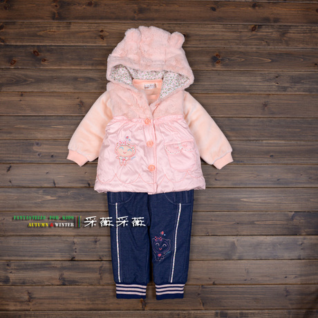包邮奇宝乐园童装冬装女童套装双层夹棉芭比娃