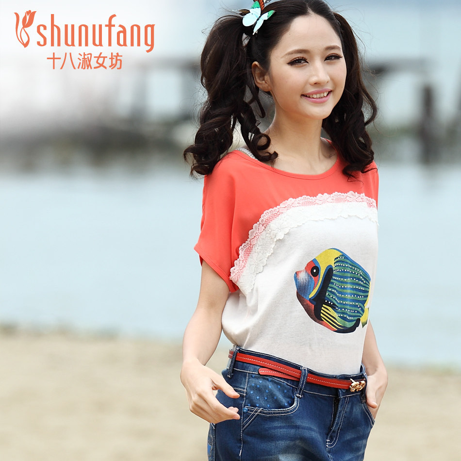 Ladies summer of 2013, 18 small fresh lace stitch sweater casual Korean women loose head