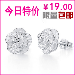  925纯银浪漫樱花之恋纯银耳钉 女韩国流行耳饰耳环 正品防过敏