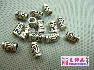  义乌货源 特价diy配件 手工饰品 藏银大孔珠子空心柱子 管 套批发