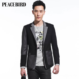  太平鸟男装 风尚系列 春装新款正品 个性拼接西装西服80211135003