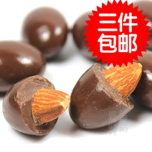  3件包邮全国 韩国特产进口零食品乐天巧克力大杏仁黑巧克力豆 84g