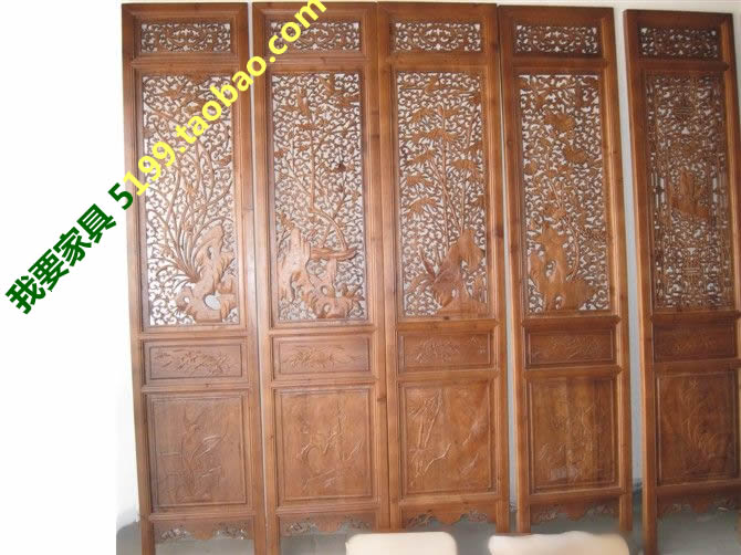 screen Flower and grass sculpture Four piece suit Elm carving solid wood/Chinese style/Ming/classical/environmental protectionin the Business/Office Furniture , Office Furniture , Wall panels , Office wall/Off category - from Buy2taobao.com to provide professional Taobao agent buy service