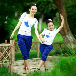  亲子装 春夏装新款 母女装 套装 韩版 亲子时装短袖T恤童装夏