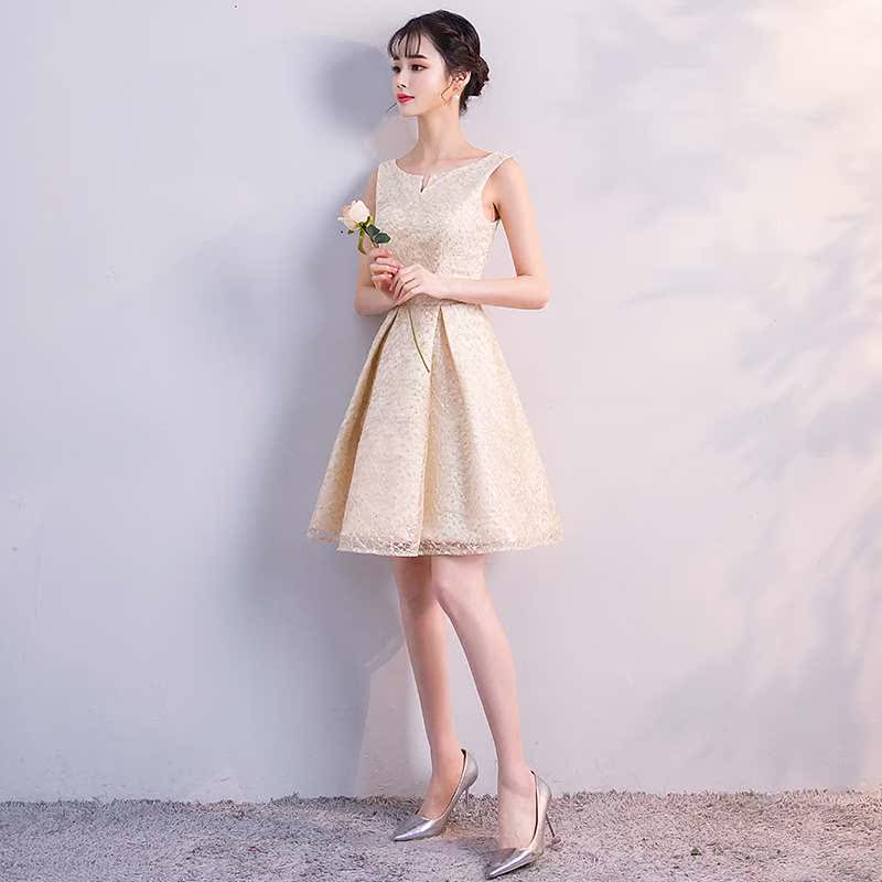 短款晚礼服女2018新款宴会优雅显瘦小礼服聚会生日派对金色连衣裙在类目 女装/女士精品, 婚纱/旗袍/礼服, 礼服/晚装中 - 来自Buy2taobao.com提供专业的淘宝代购服务
