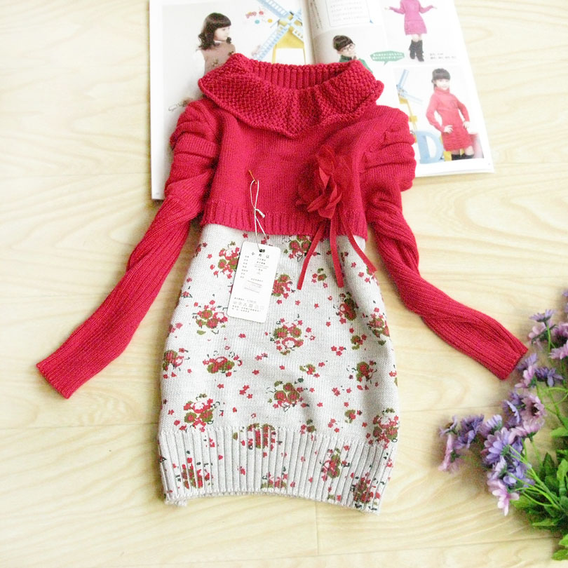 女童毛衣裙新款套头...
