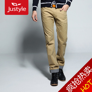  【Justyle】男士新款春季英伦条纹直筒男装休闲长裤