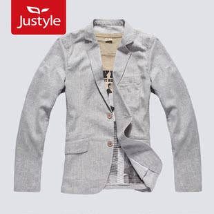 [Justyle]与奢侈为邻·年春款都市休闲风木扣亚麻休闲西装