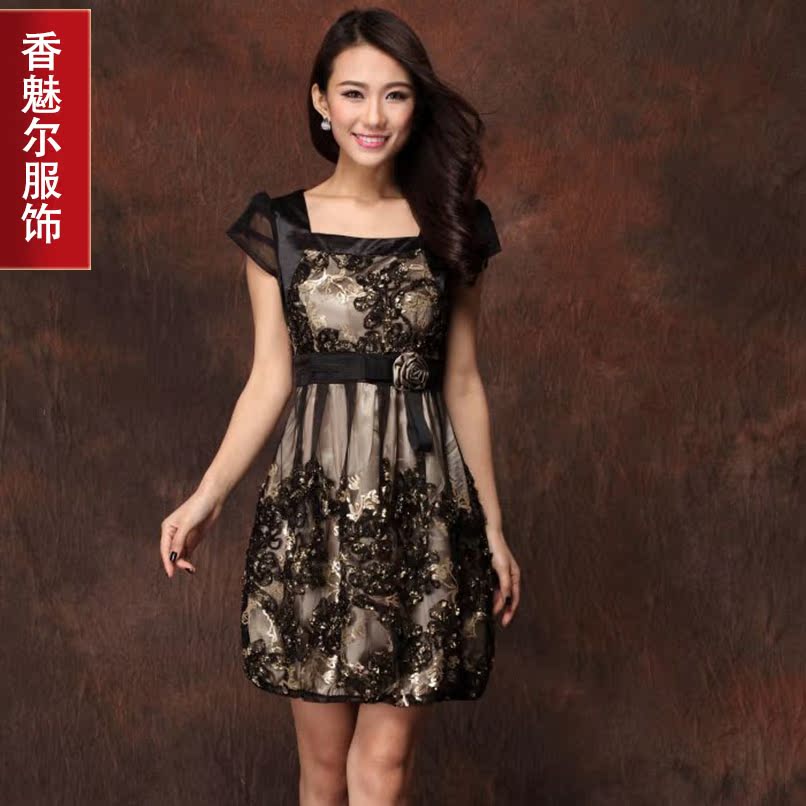 2013新款一字领参加婚礼喜庆宴会中年妇女妈妈装成熟连衣裙夏 2013新款一字领参加婚礼喜庆宴会中年妇女妈妈装成熟连衣裙夏