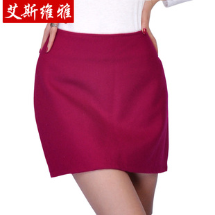  新品 ol通勤 秋冬 女装 毛呢短裙子 包臀 大码半身裙 小a裙