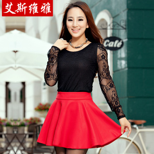  新品  a字裙 半身裙 秋冬 加厚 大码 花苞裙 百褶裙子