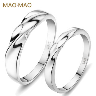  天生一对 情侣戒指 925纯银对戒 银戒指首饰品 男女士指环尾戒