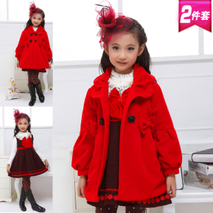  童装女童呢子大衣外套 儿童春款呢大衣韩版 中大童春秋新款女童装