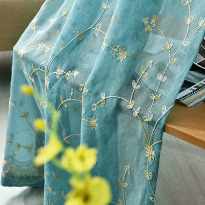 田园藤蔓绣花窗纱成品简约定制卧室窗帘纱帘飘窗客厅纱帘阳台纱